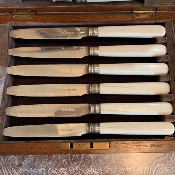 12 piece vintage Fruit or Fish and Knife set - Picture 2 of 7